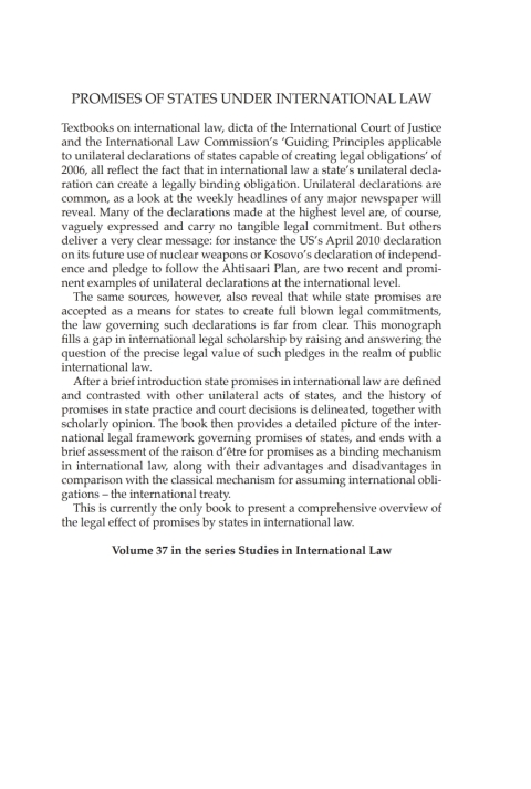 Cover image for book Promises of States under International Law