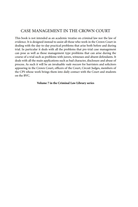 Cover image for book Case Management in Criminal Trials