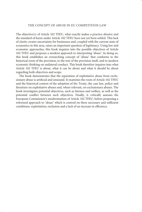 Cover image for book The Concept of Abuse in EU Competition Law