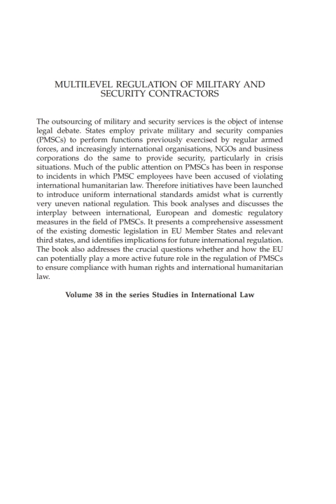 Cover image for book Multilevel Regulation of Military and Security Contractors