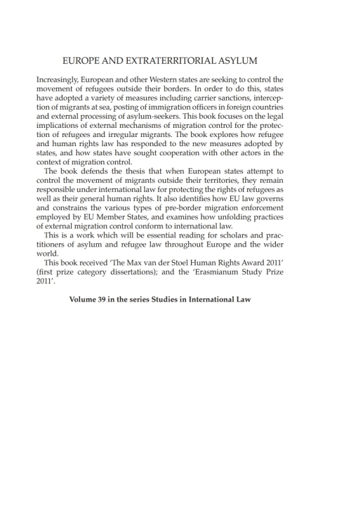 Cover image for book Europe and Extraterritorial Asylum