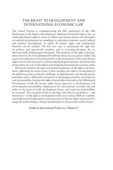 Cover image for book The Right to Development and International Economic Law