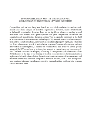 EU Competition Law and the Information and Communication Technology Network Industries