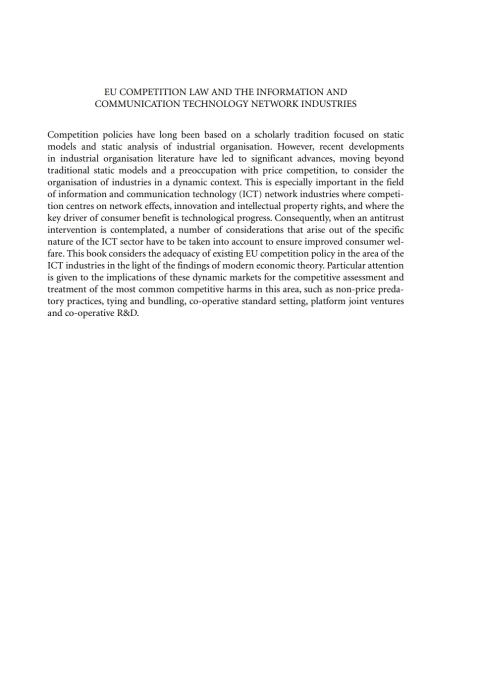 Cover image for book EU Competition Law and the Information and Communication Technology Network Industries