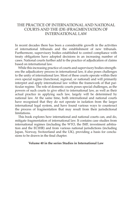 Cover image for book The Practice of International and National Courts and the (De-)Fragmentation of International Law