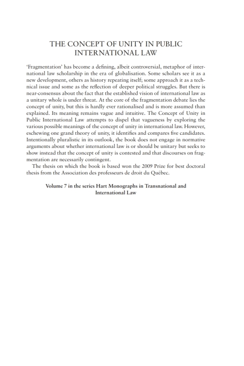 Cover image for book The Concept of Unity in Public International Law