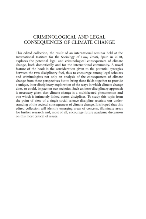 Cover image for book Criminological and Legal Consequences of Climate Change
