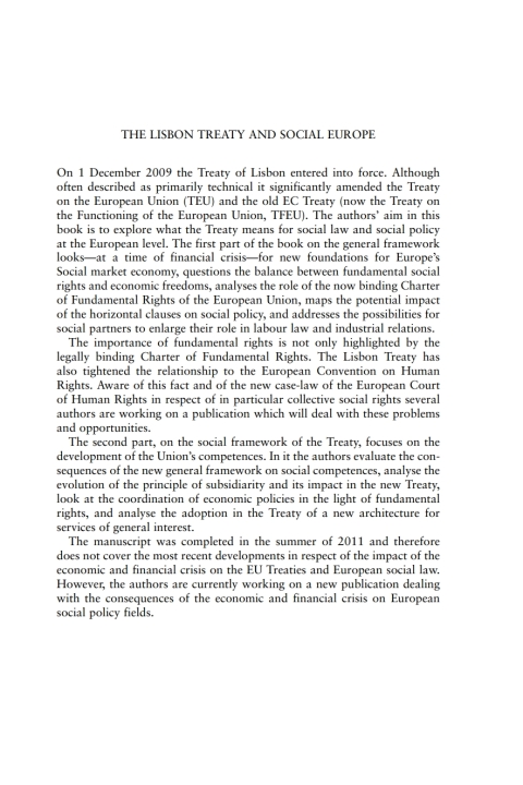 Cover image for book The Lisbon Treaty and Social Europe