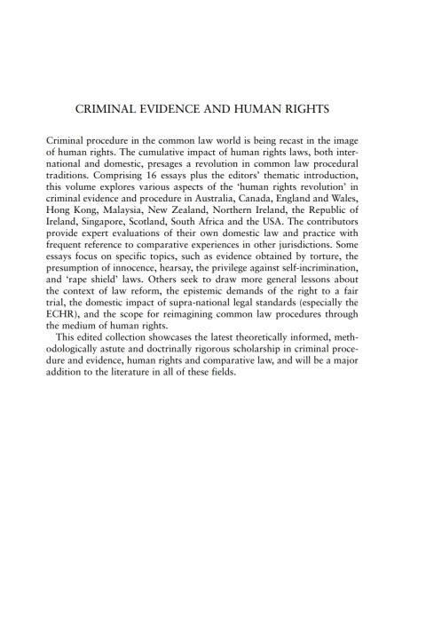 Cover image for book Criminal Evidence and Human Rights