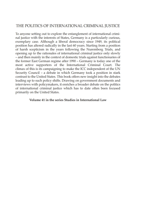 Cover image for book The Politics of International Criminal Justice