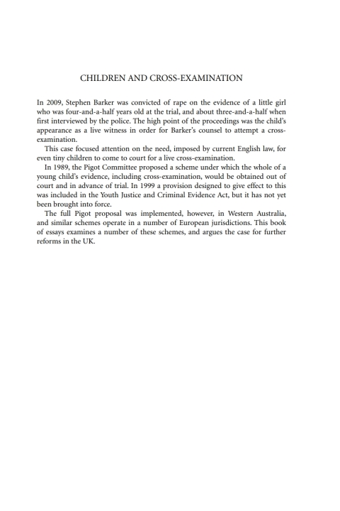 Cover image for book Children and Cross-Examination