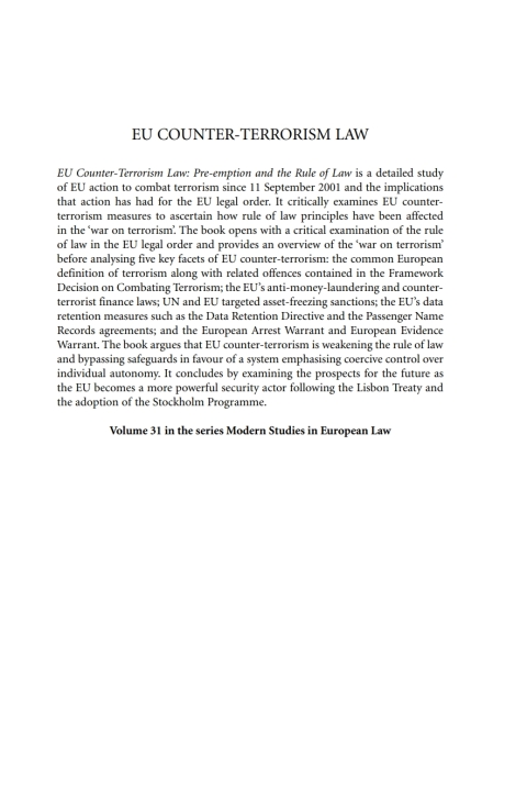 Cover image for book EU Counter-Terrorism Law
