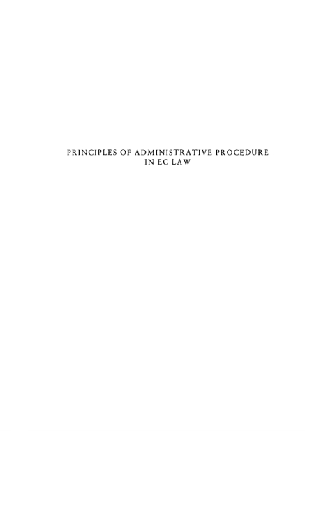 Cover image for book Principles of Administrative Procedure in EC Law