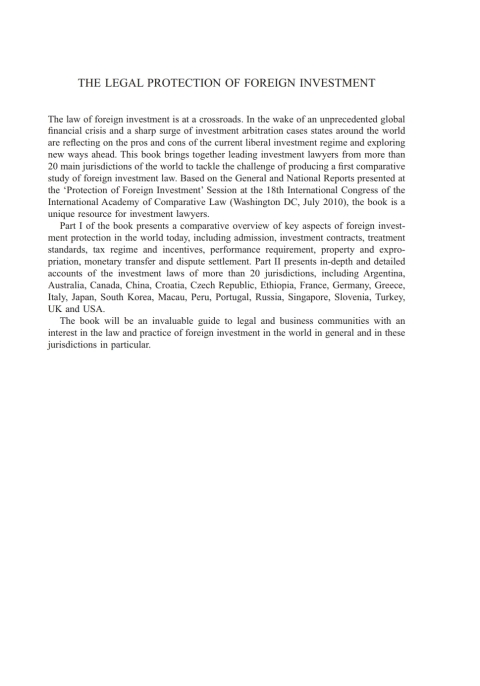 Cover image for book The Legal Protection of Foreign Investment