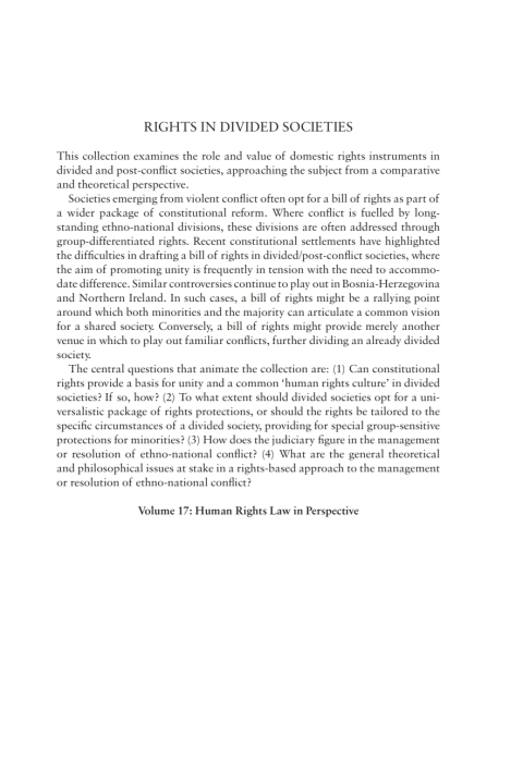 Cover image for book Rights in Divided Societies