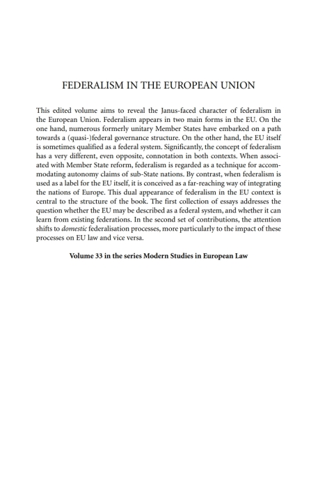 Cover image for book Federalism in the European Union