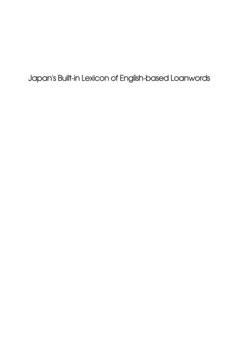 Cover image for book Japan's Built-in Lexicon of English-based Loanwords