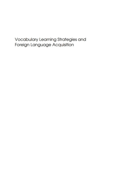 Cover image for book Vocabulary Learning Strategies and Foreign Language Acquisition