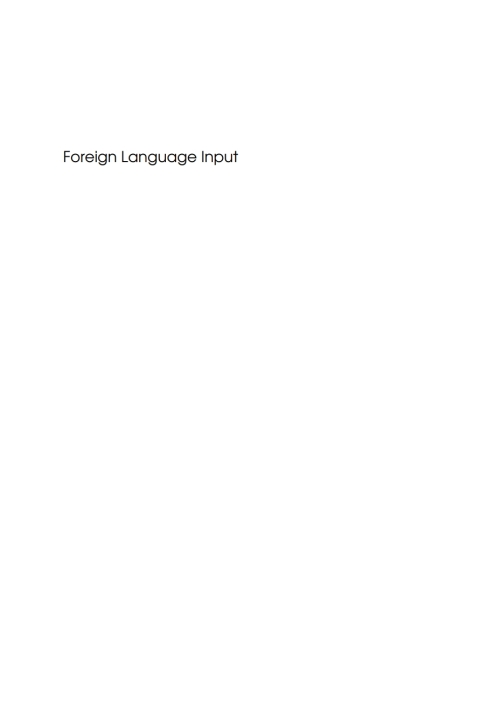 Cover image for book Foreign Language Input