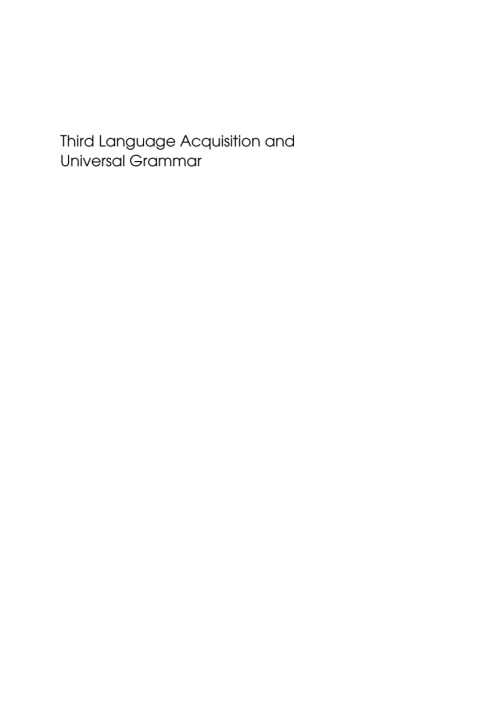 Cover image for book Third Language Acquisition and Universal Grammar