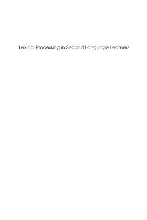 Cover image for book Lexical Processing in Second Language Learners