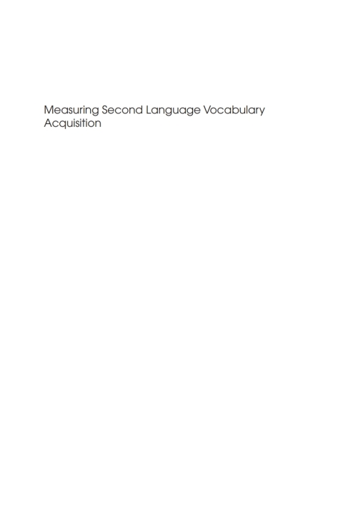 Cover image for book Measuring Second Language Vocabulary Acquisition