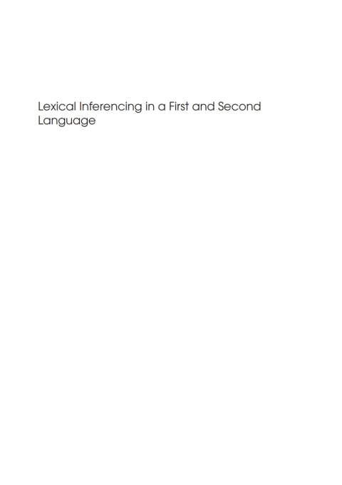 Cover image for book Lexical Inferencing in a First and Second Language