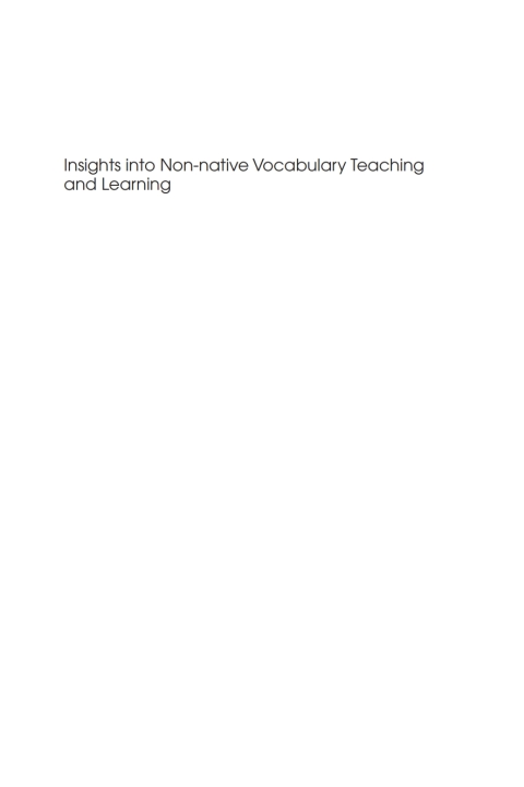 Cover image for book Insights into Non-native Vocabulary Teaching and Learning