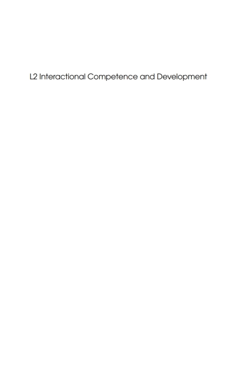 L2 Interactional Competence and Development 
