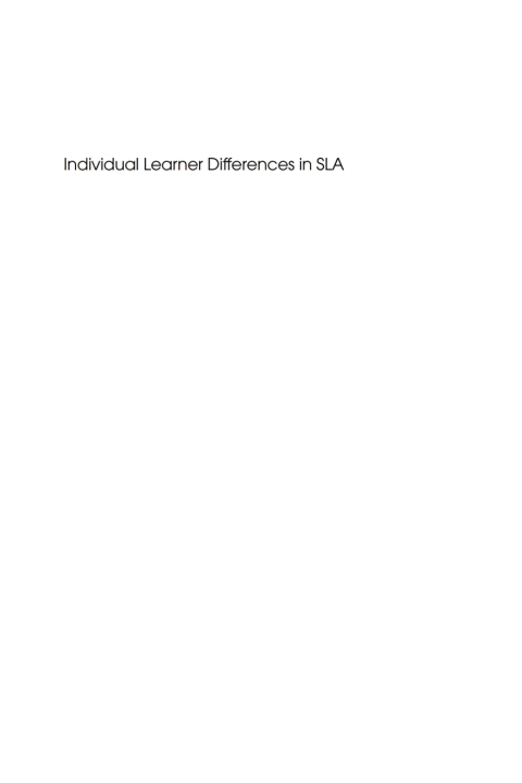 Cover image for book Individual Learner Differences in SLA