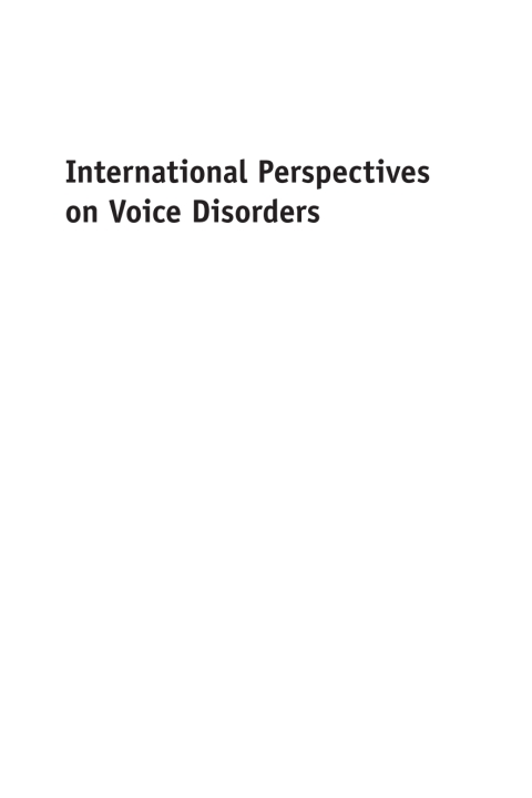 Cover image for book International Perspectives on Voice Disorders