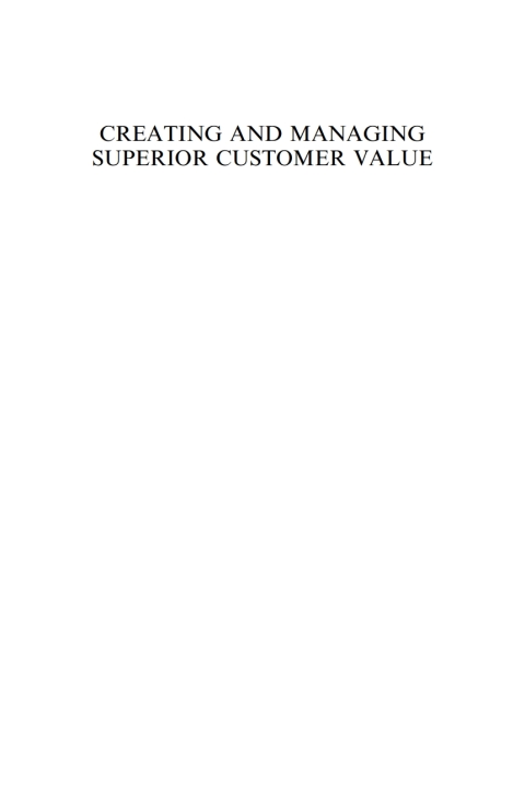 Cover image for book Creating and Managing Superior Customer Value
