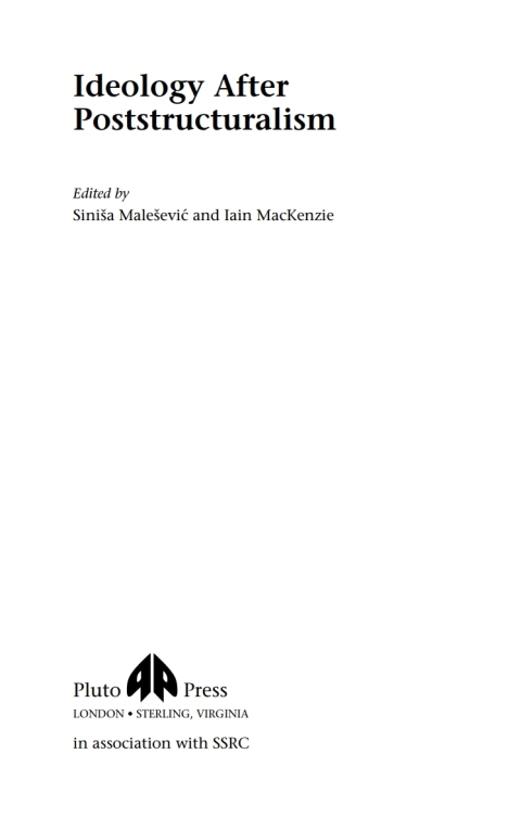 Cover image for book Ideology After Poststructuralism