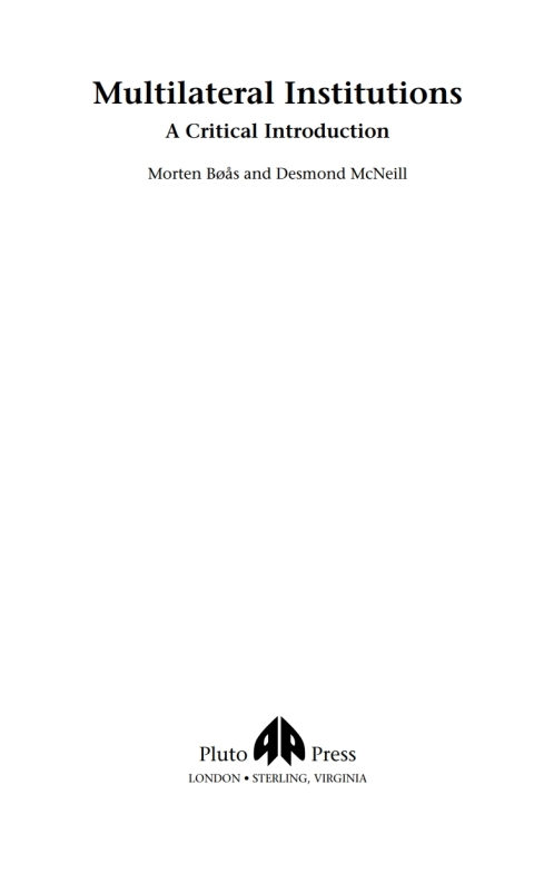 Cover image for book Multilateral Institutions