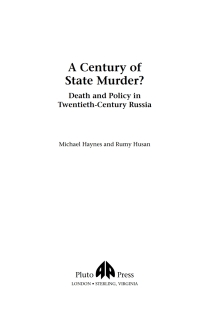 Cover image: A Century of State Murder? 1st edition 9780745319308