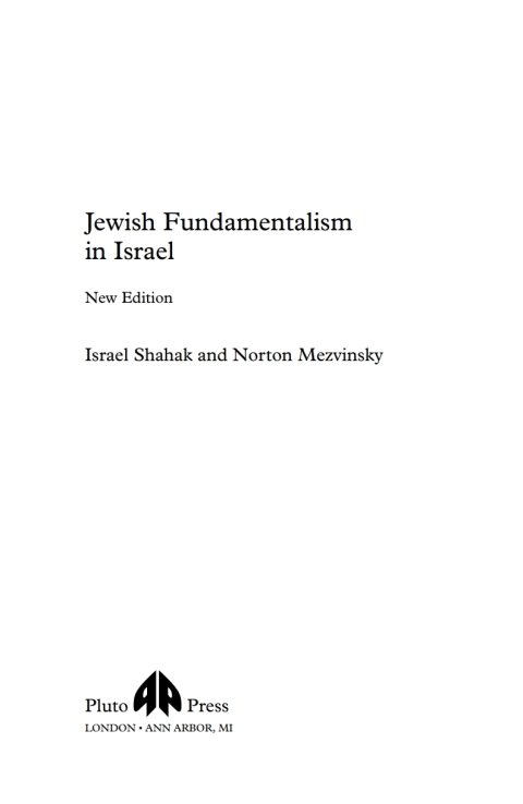 Cover image for book Jewish Fundamentalism in Israel