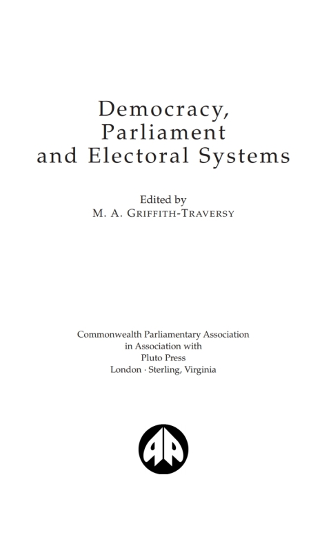Cover image for book Democracy, Parliament and Electoral Systems