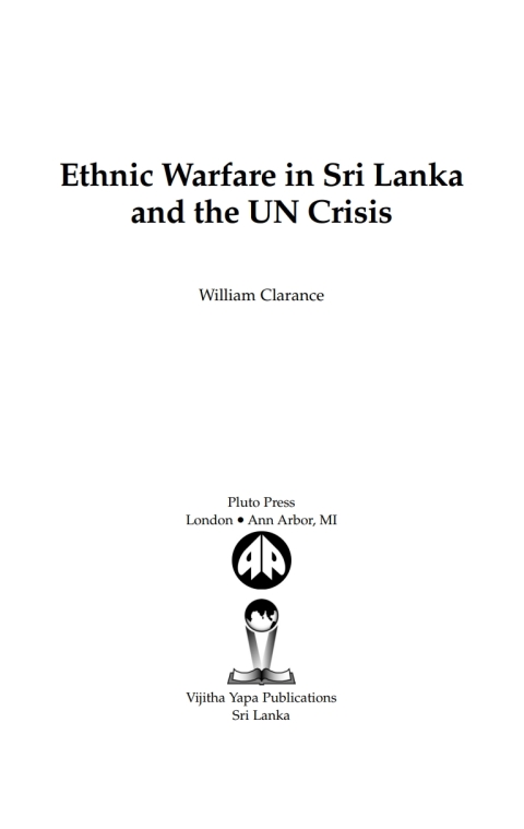 Cover image for book Ethnic Warfare in Sri Lanka and the UN Crisis