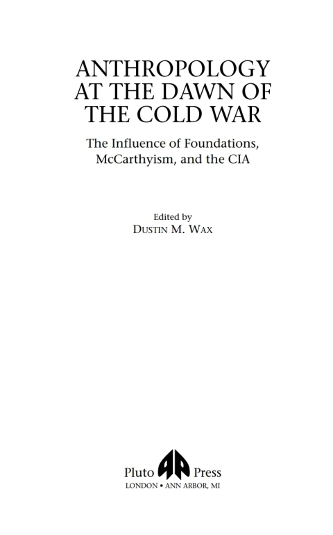 Cover image for book Anthropology At the Dawn of the Cold War