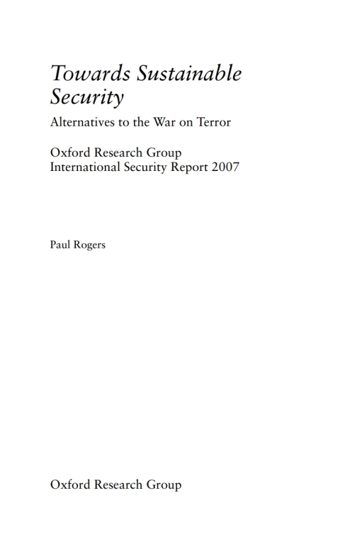 Cover image for book Towards Sustainable Security: Alternatives to the War on Terror