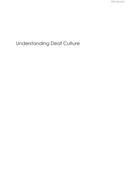 Cover image for book Understanding Deaf Culture