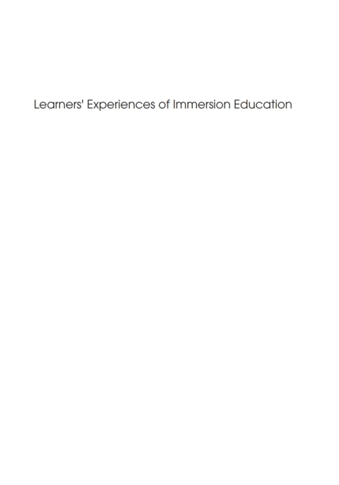 Cover image for book Learners' Experience of Immersion Education