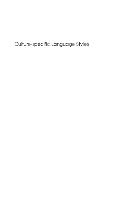 Cover image for book Culture-Specific Language Styles