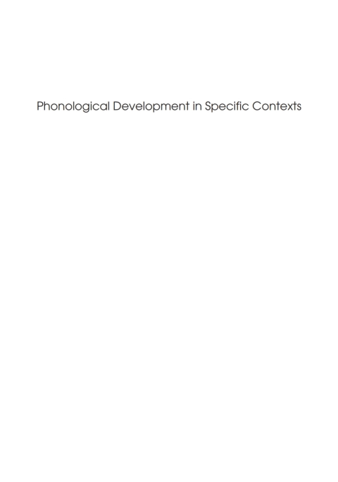 Cover image for book Phonological Development in Specific Contexts