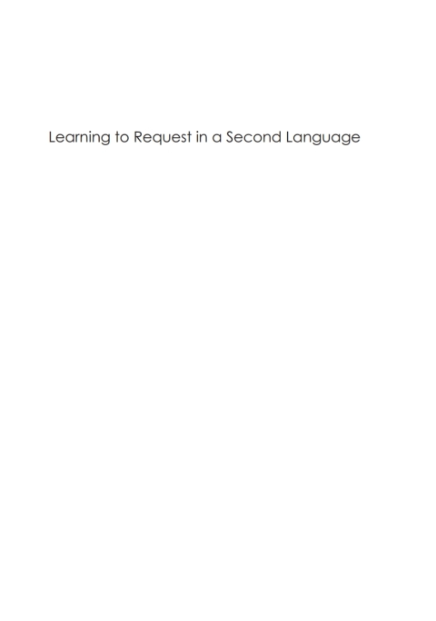 Cover image for book Learning to Request in a Second Language
