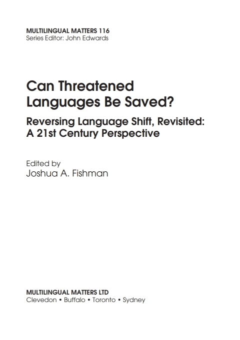 Cover image for book Can Threatened Languages be Saved?