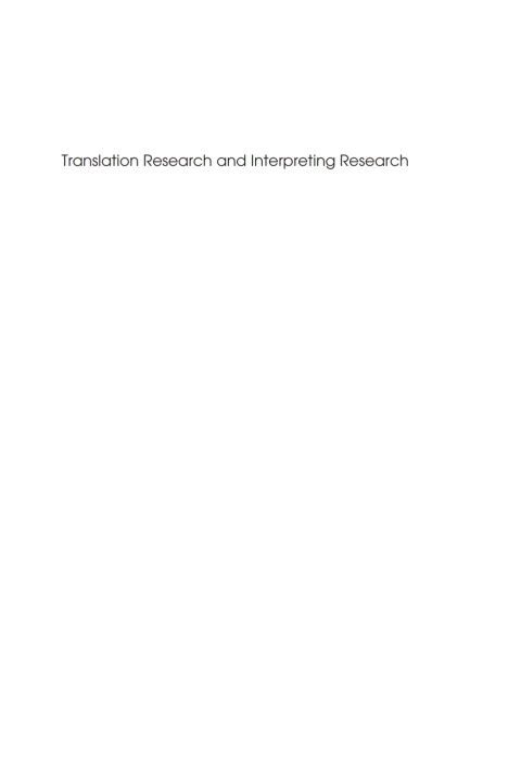 Cover image for book Translation Research and Interpreting Research