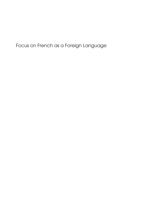 Cover image for book Focus on French as a Foreign Language