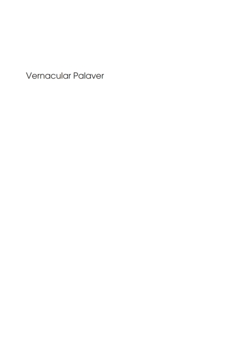 Cover image for book Vernacular Palaver