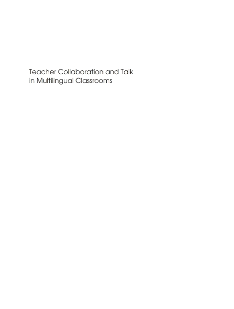 Cover image for book Teacher Collaboration and Talk in Multilingual Classrooms